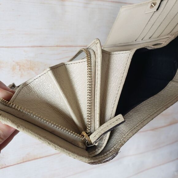 Authentic Gucci Signature Logo Fabric Leather Compact Bifold Wallet Unisex Box - Picture 13 of 16